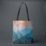 Sunset tote. Geometric pattern tote bag<br><div class="desc">Bring vibrant energy to your everyday style with this sunset inspired tote bag, showcasing a bold geometric triangle pattern in rich shades of blue, orange, and gold. The striking colour palette combined with delicate gold bordered lines creates a modern and elegant design. This versatile accessory is perfect for shopping trips,...</div>