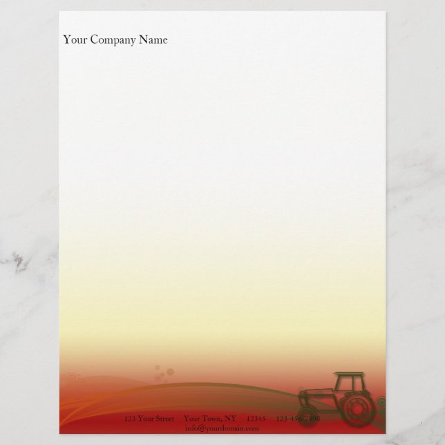 Sunset Tractor Illustration Letterhead Design (Front)
