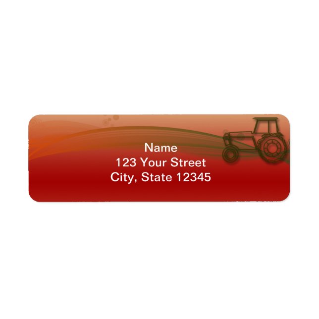 Sunset Tractor Illustration Return Address Label (Front)