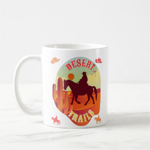 Sunset Trails , Cowboy & Cactus Desert Journey . Coffee Mug