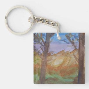 Sunset Trees Acrylic Key Ring