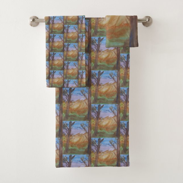 Sunset Trees Bath Towel Set (Insitu)