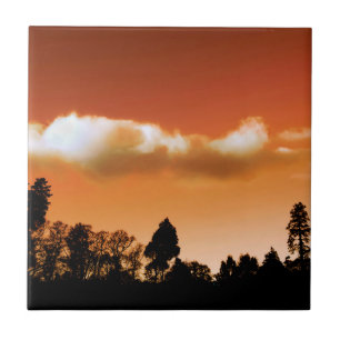Sunset trees ceramic tile