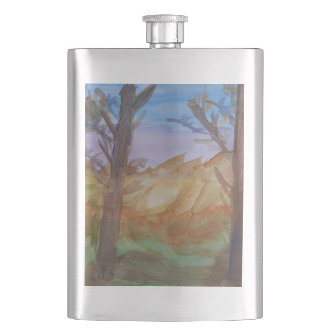 Sunset Trees Classic Hip Flask (Front)