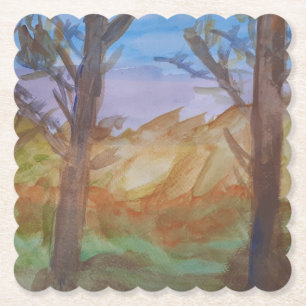 Sunset Trees Paper Coaster