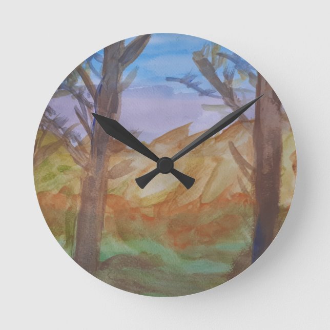 Sunset Trees Round Clock (Front)