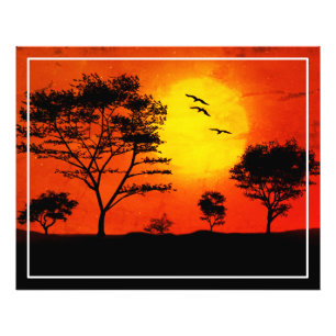 Sunset Trees Silhouette Design Photo Print