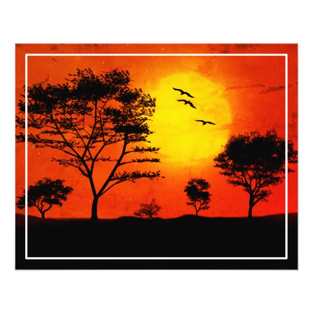 Sunset Trees Silhouette Design Photo Print (Front)