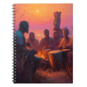Sunset Tribal Drum Circle Painting Notebook