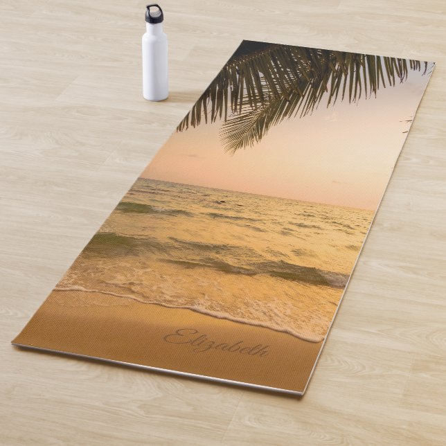 Sunset Tropical Beach Palm Yoga Mat (In Situ)