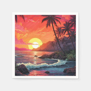 Sunset Tropical Beach Paradise Island  Napkin