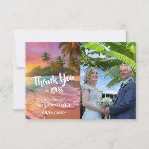Sunset Tropical Beach Thank You Card Wedding