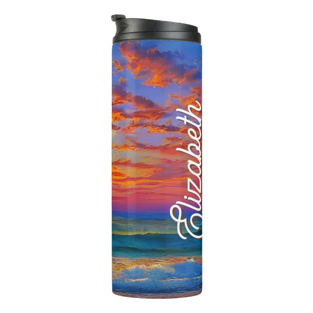 Sunset Tropical Beach Travel Thermal Tumbler (Rotated Right)
