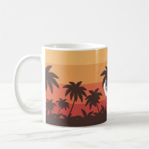 Sunset Tropical Palm Beach Vintage Coffee Mug