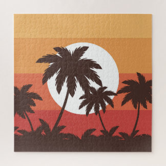 Sunset Tropical Palm Beach Vintage Jigsaw Puzzle