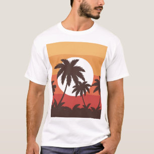 Sunset Tropical Palm Beach Vintage T-Shirt