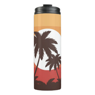 Sunset Tropical Palm Beach Vintage Thermal Tumbler