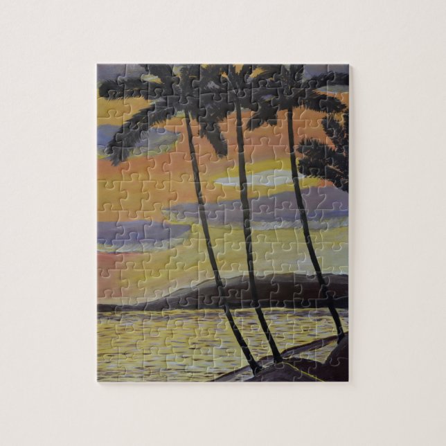 Sunset Tropical Scene Puzzle  (Vertical)