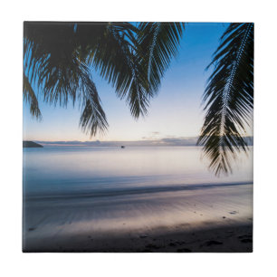 Sunset Tropical Seascape, Fiji Ceramic Tile
