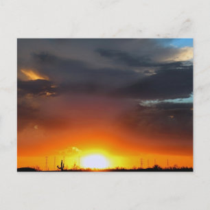 Sunset under the storm. postcard
