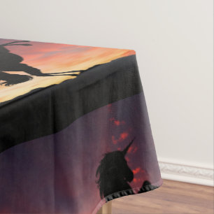 Sunset Unicorn Silhouette Horizon Spread Tablecloth