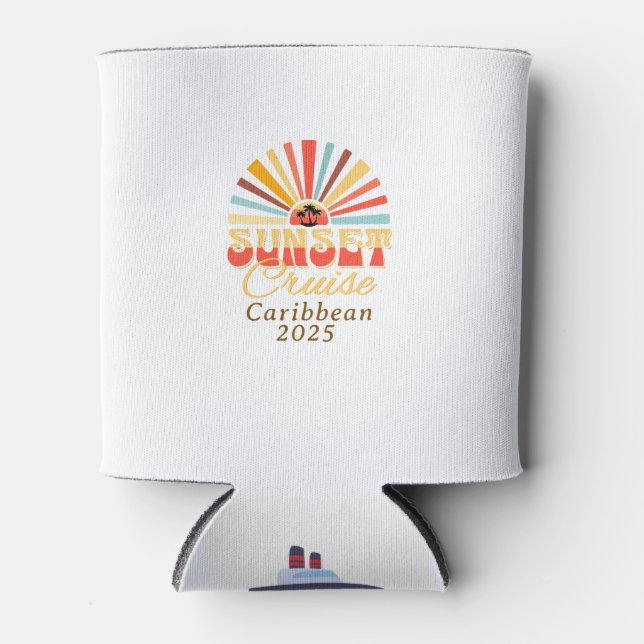 Sunset Vacation Cruise Personalise Can Cooler (Front)
