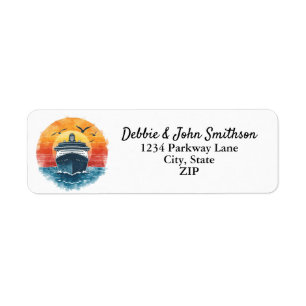 Sunset Vacation Cruise Ship Travel Agent Address Return Address Label
