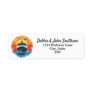 Sunset Vacation Cruise Ship Travel Agent Address Return Address Label