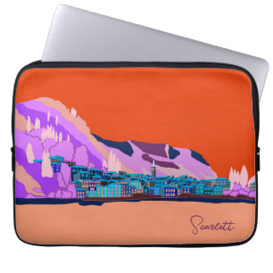 Sunset Varenna Como Italy Illustration Travel Laptop Sleeve