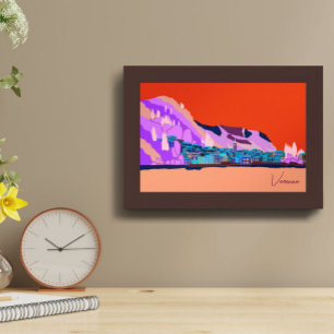 Sunset Varenna Lake Como Italy Illustration Poster