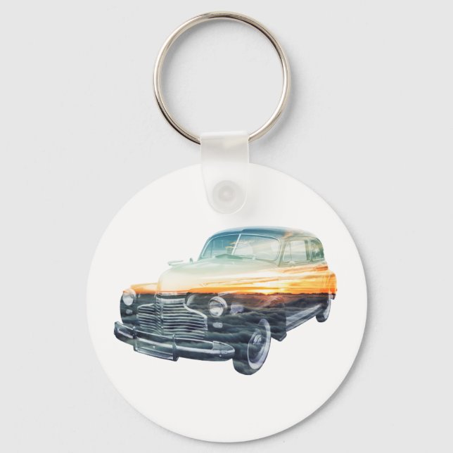 sunset vehicle double exposure key ring (Front)