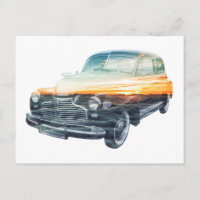 sunset vehicle double exposure
