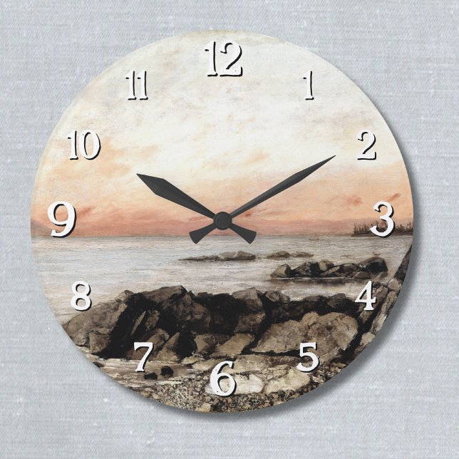 Sunset, Vevey, Switzerland – Gustave Courbet Large Clock (Creator Uploaded)