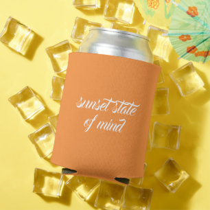 Sunset Vibrant Orange Wedding Can Cooler