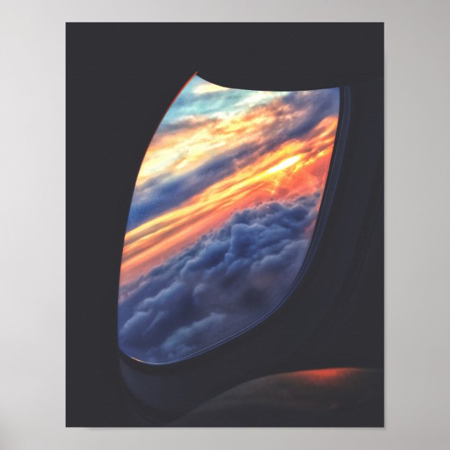 Sunset View from an Aeroplane Window Poster (Front)