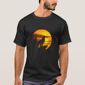 Sunset View of the The Lone Wolf Surreal Sky Silho T-Shirt