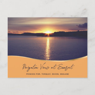 Sunset View Paignton Princess Pier Torquay England Postcard