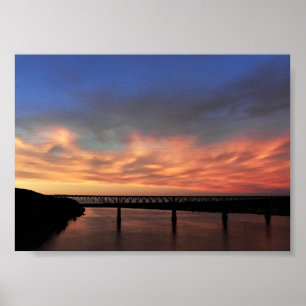 Sunset view with The Walkway over the Hudson Poster