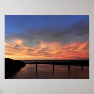Sunset view with The Walkway over the Hudson Poster
