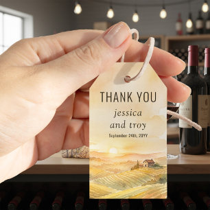 Sunset Vineyard Country Grapes Wedding Thank You Gift Tags