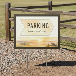 Sunset Vineyard Country Landscape Wedding Parking Garden Sign