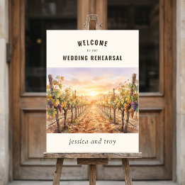 Sunset Vineyard Grapevine Rehearsal Dinner Welcome