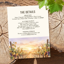 Sunset Vineyard Landscape Wedding Details Enclosure Card