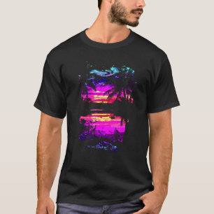 Sunset Vintage Graphic Pine Tree Palm Spring Beach T-Shirt