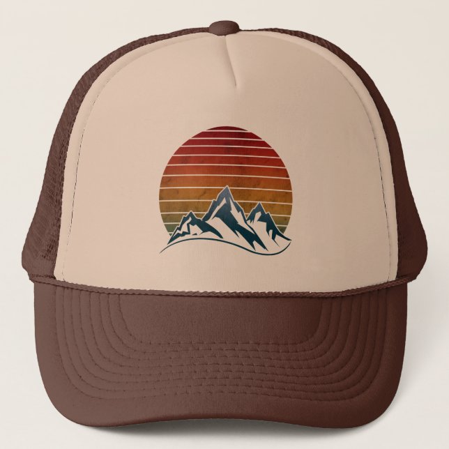 SUNSET VINTAGE MOUNTAIN TRUCKER HAT (Front)