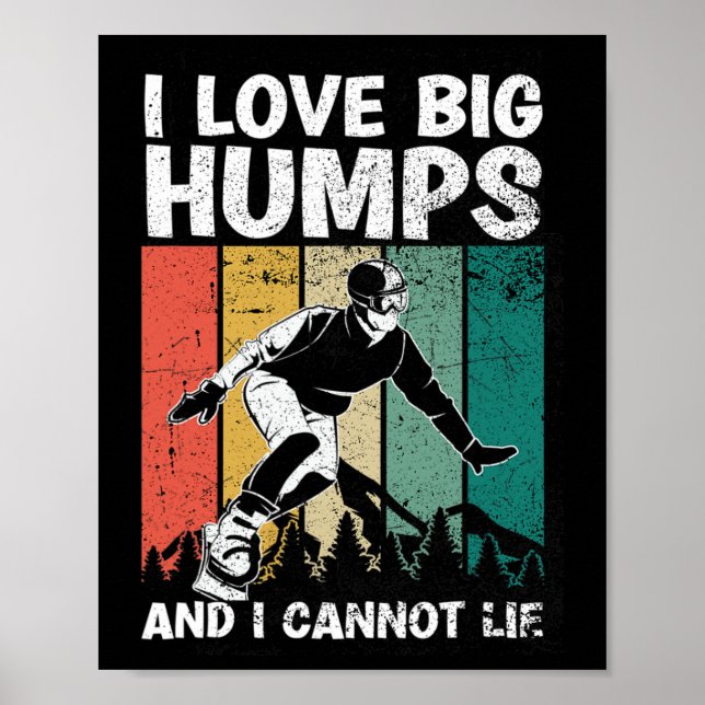 Sunset Vintage Snowboarding Snowboarder  Poster (Front)