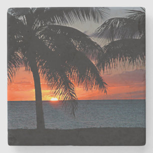 Sunset Virgin Islands Caribbean Stone Coaster