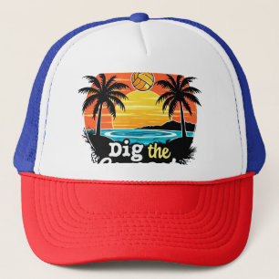 "Sunset volleyball" –Volleyball design for Players Trucker Hat