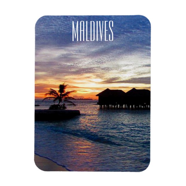sunset water bungalows maldives magnet (Vertical)