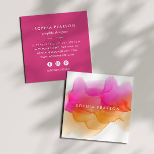 Sunset Watercolor Blot   Social Media Square Business Card